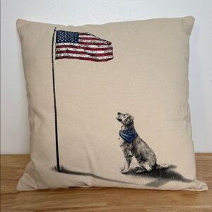 Patriotic golden retriever Print Throw Pillow